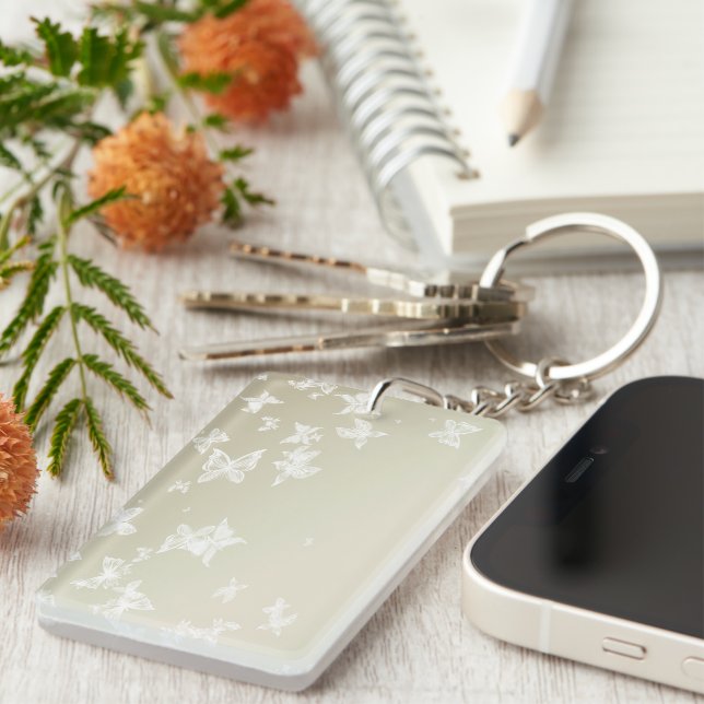 White Butterflies Keychain (Front Right)
