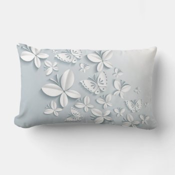 White Butterflies Lumbar Pillow by FantasyPillows at Zazzle