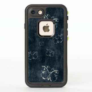 White Butterflies on Dark Blue Pattern