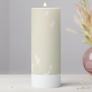 White Butterflies Pillar Candle