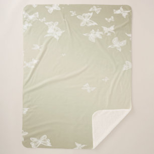 White Butterflies Sherpa Blanket