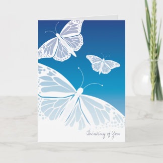 White Butterflies Thinking of You Card