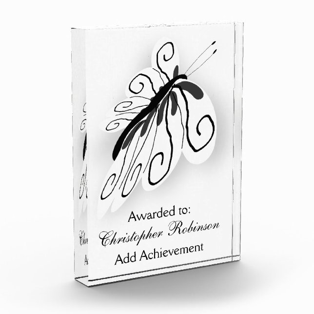 White Butterfly Acrylic Award (Left)