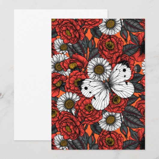 White butterfly and roses (Front/Back)