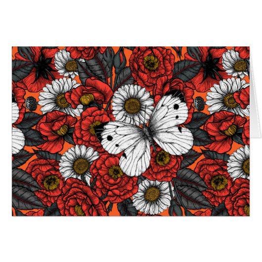 White butterfly and roses (Front Horizontal)