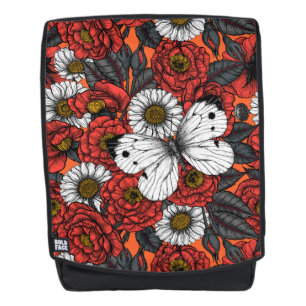 White butterfly and roses backpack