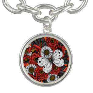 White butterfly and roses bracelet