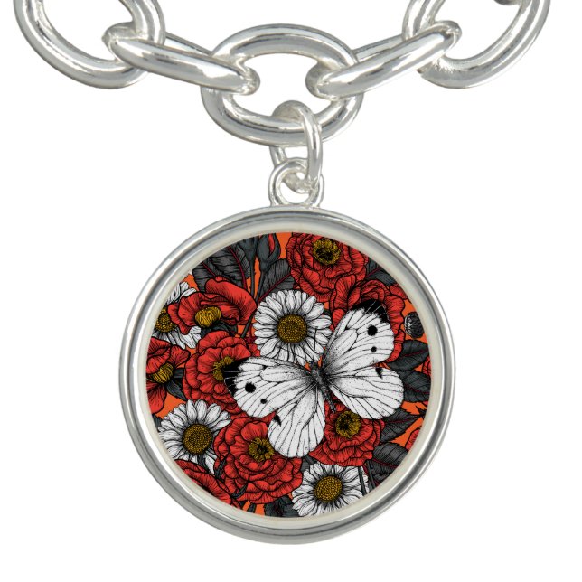 White butterfly and roses bracelet (Design)