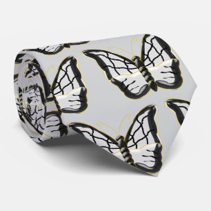 White Butterfly Design Neck Tie