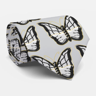 White Butterfly Design Neck Tie