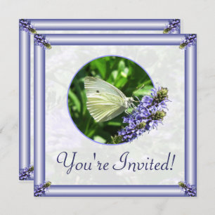White Butterfly Garden Easter Party Invitations