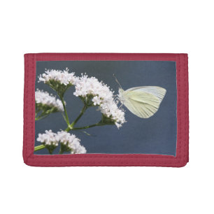 White Butterfly On Flowers Wallet