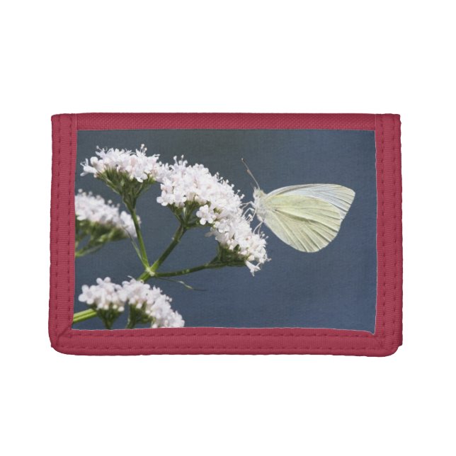 White Butterfly On Flowers Wallet (Front)