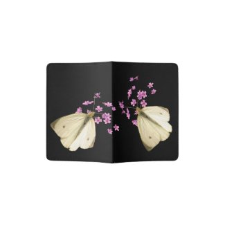 White Butterfly on Pink Flowers Passport Holder