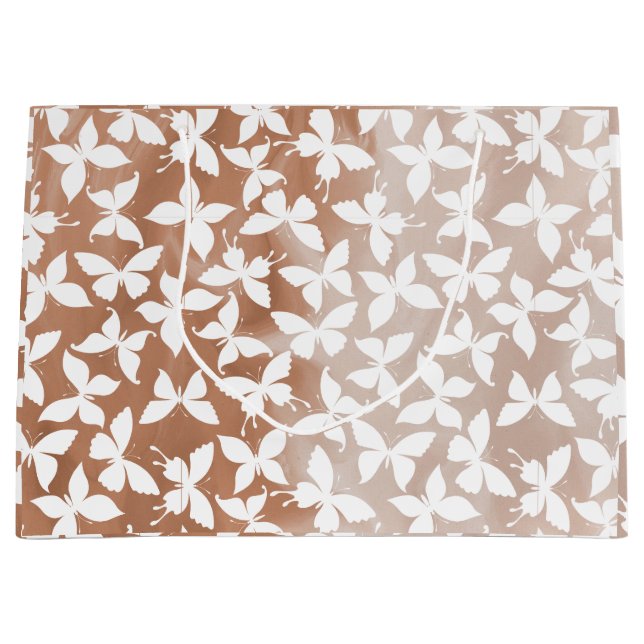 White Butterfly Pattern  Large Gift Bag (Front)
