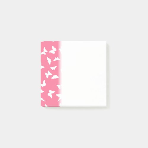 White Butterfly Pink Background Aesthetic Pattern Post_it Notes