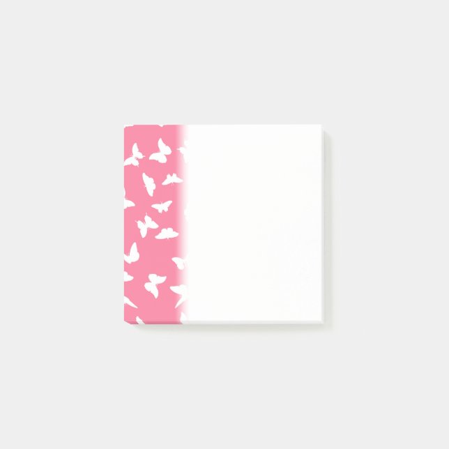 White Butterfly Pink Background Aesthetic Pattern Post-it Notes (Front)