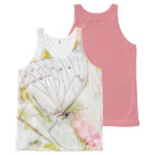 White Butterfly Watercolor Printed Unisex Tank
