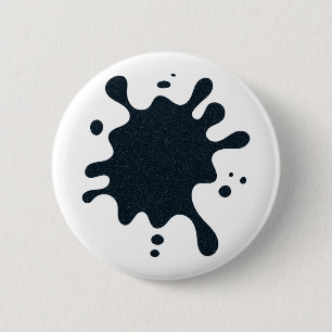 White Button with Ink Splash Design – Customizable