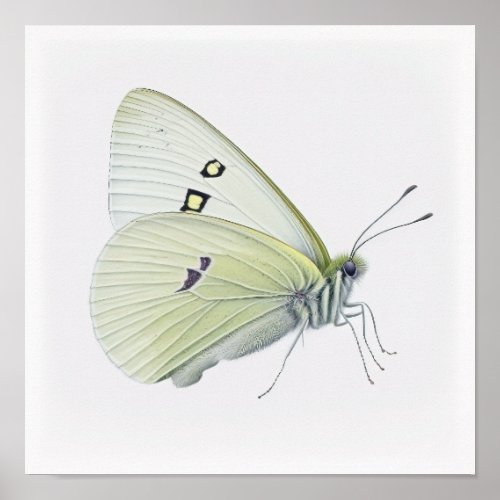 White Cabbage Butterfly Art Print Poster