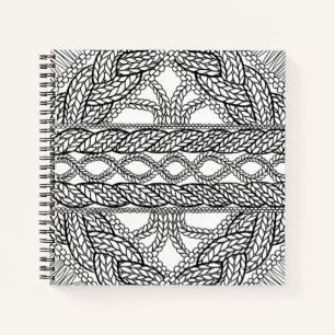 WHITE CABLE KNIT 8.5x8.5 Spiral Notebook