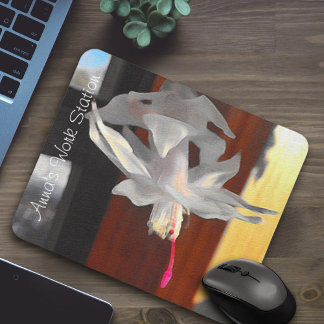 White Cactus Flower Photo Custom  Mouse Pad