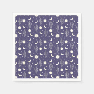 White Cactus Pattern Napkins