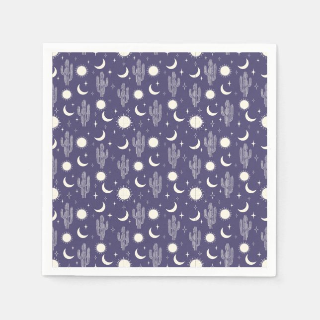 White Cactus Pattern Napkins (Front)