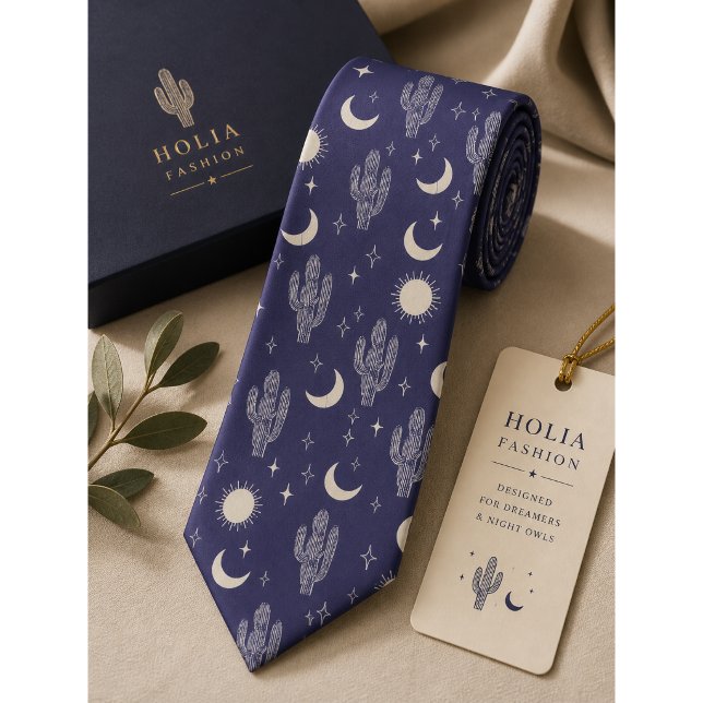 White Cactus Pattern Neck Tie (Creator Uploaded)