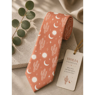 White Cactus Pattern Neck Tie