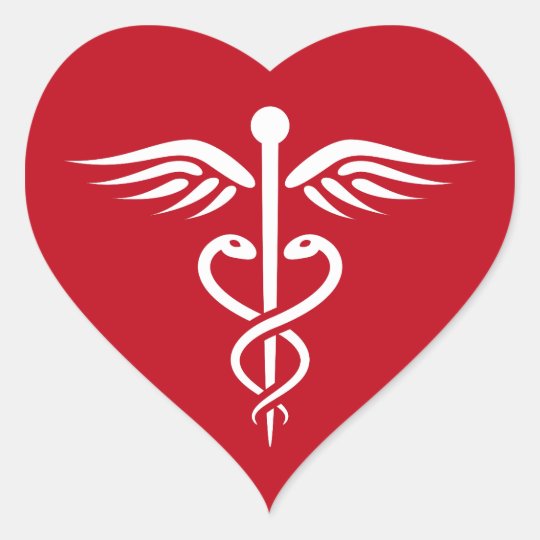 White caduceus logo on red doctor nurse sticker | Zazzle.com
 Red Nursing Caduceus