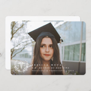 White Caduceus MD Doctor of Medicine Graduation Announcement