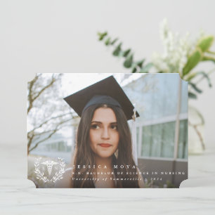 White Caduceus RN Registered Nurse Graduation Announcement