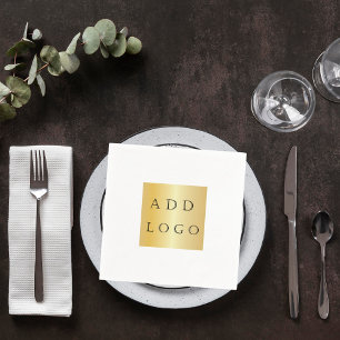 White cafe bar business logo napkins