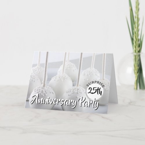 White Cake Pops 25th Surprise Wedding Anniversary  Invitation