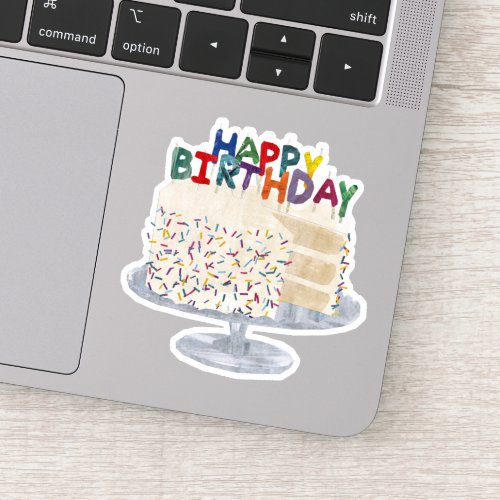White Cake with confetti sprinkles and candles Sticker