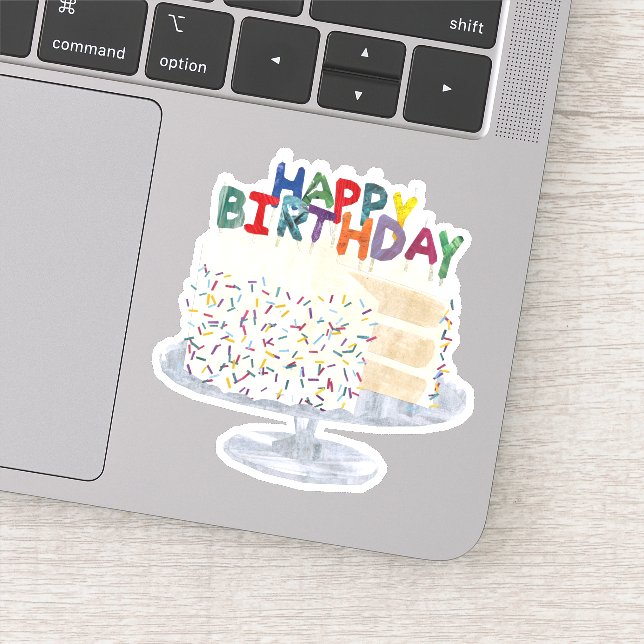White Cake with confetti sprinkles and candles Sticker (Detail)