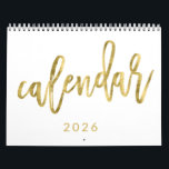 White Calendar 2026 With Faux Golden Months<br><div class="desc">Elevate your planning with this elegant 2026 white calendar featuring faux golden month headers. Clean, minimalist design with a touch of luxury, perfect for home, office, or as a stylish gift. Stay organized and inspired all year long with this chic and functional calendar!</div>