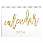 White Calendar 2026 With Faux Golden Months