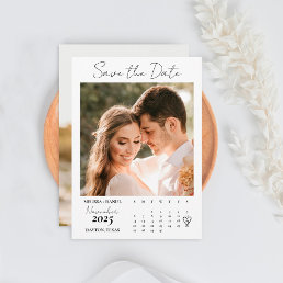 White Calendar Couple Two Photo Wedding Save The Date