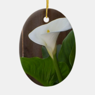 White Cali Lily Ceramic Ornament