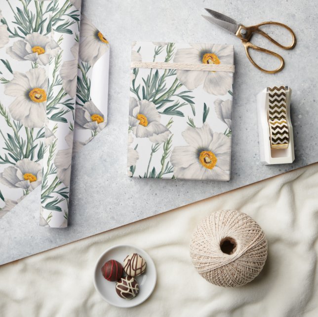 White California Tree Poppy Flowers Pattern Wrapping Paper (Crafts)
