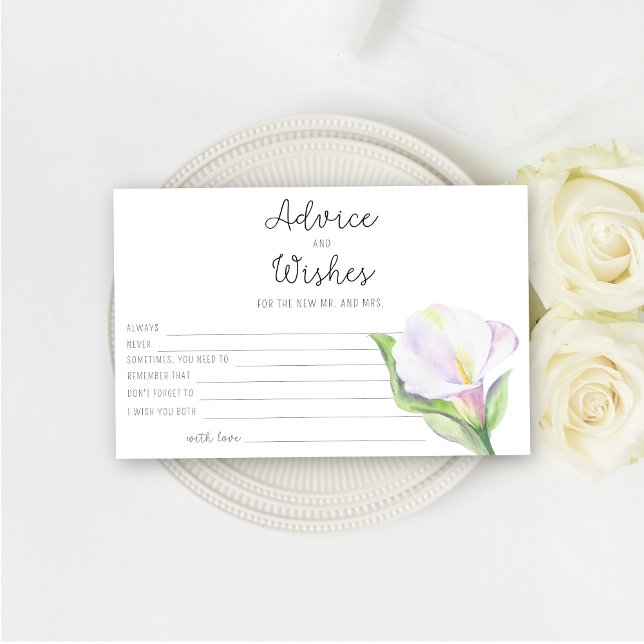 White calla - advice and wishes bridal shower stationery (Creator Uploaded)