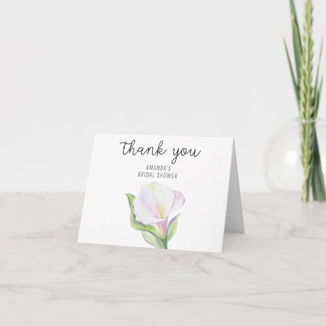 White calla - bridal shower thank you card (Front)