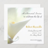 White Calla Floral Memorial Service Invitation (Front/Back)