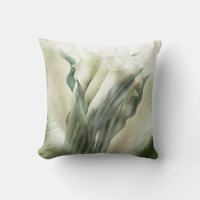 White Calla Lilies Art Decorator Pillow (Front)