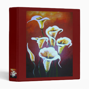 White Calla Lilies Artistic Cut Flowers On Brown Binder