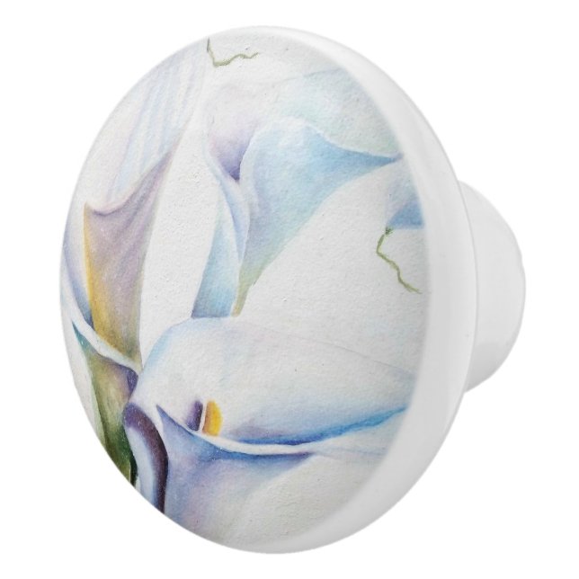 WHITE CALLA LILIES CERAMIC KNOB (Right)