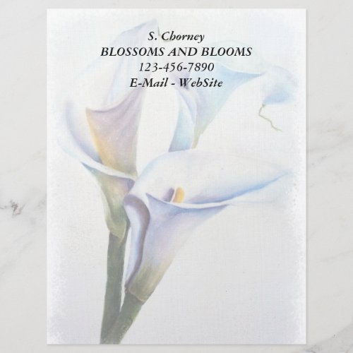 WHITE CALLA LILIES CUSTOMIZABLE LETTERHEAD