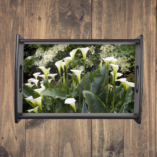 White Calla Lilies Floral Serving Tray